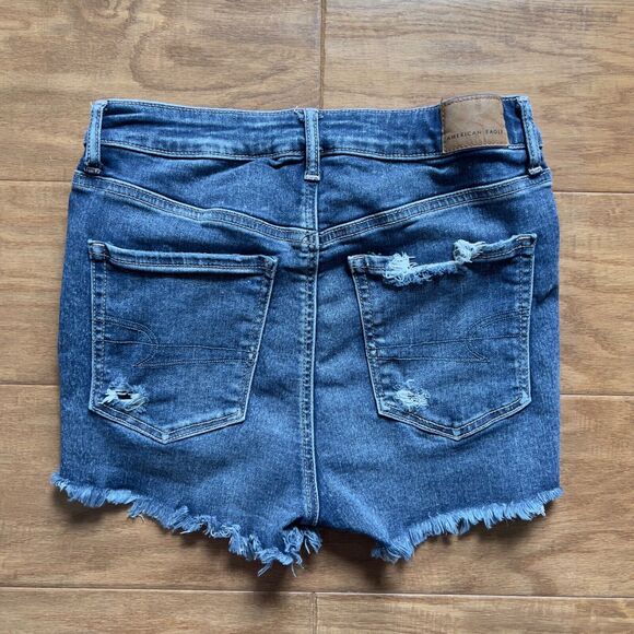 American Eagle Shorts Size 6 High V-Rise Shortie Distressed Cut-Off Lace Pockets - Picture 2 of 10